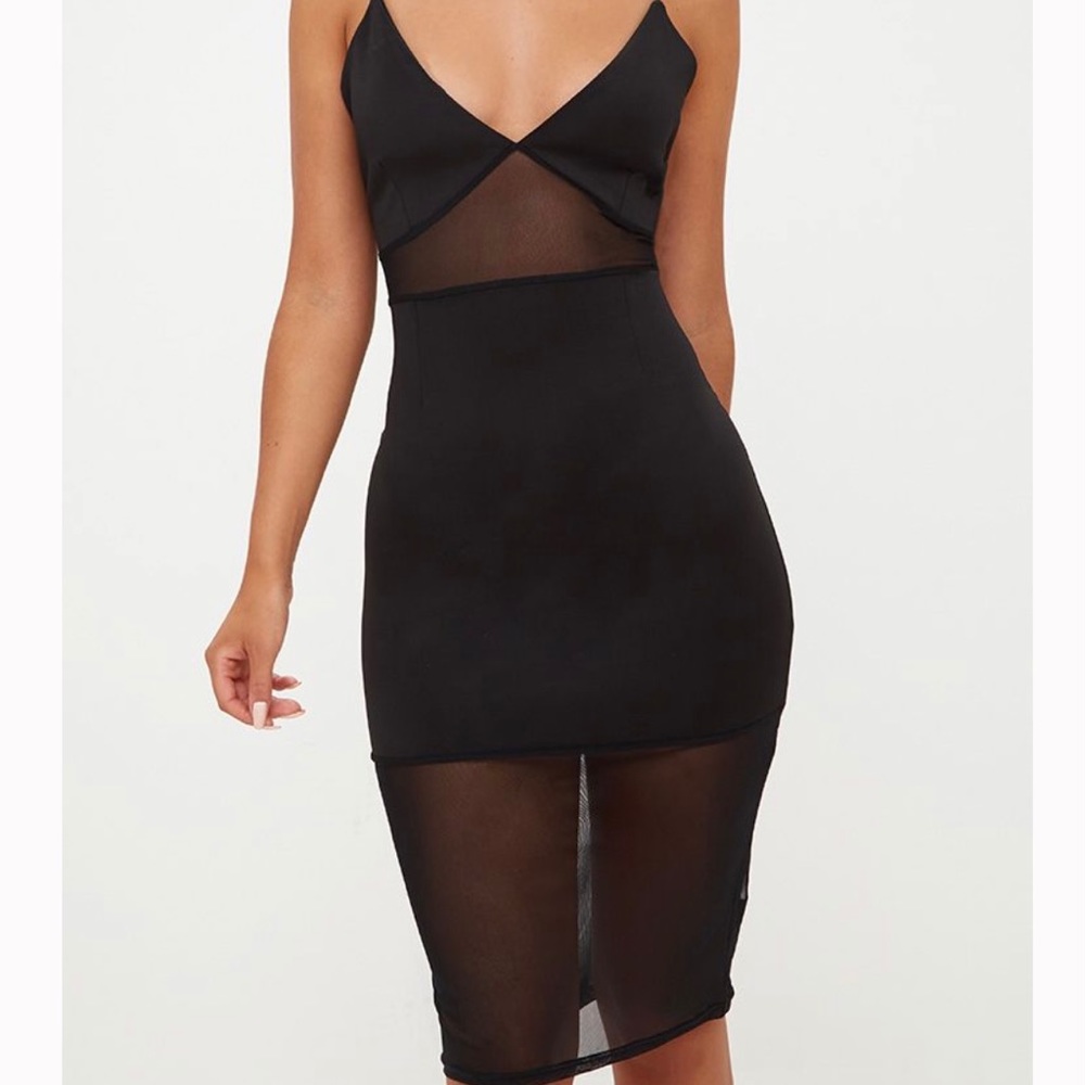 Black Knee length mesh dress